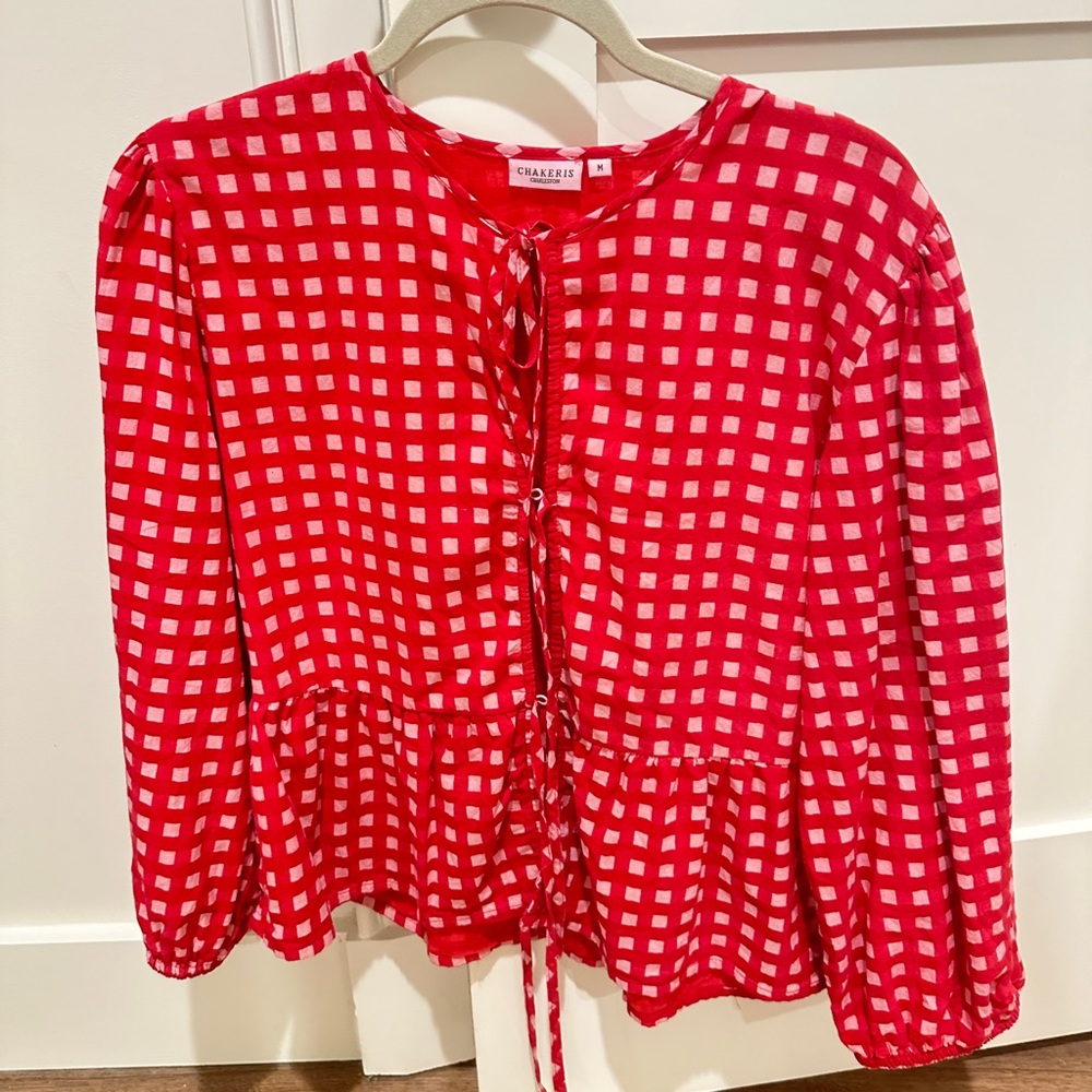 Red & Pink gingham top and short matching set